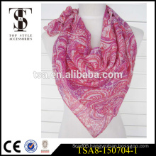 100% polyester scarf silk feel cheap square scarve with unregular pattern